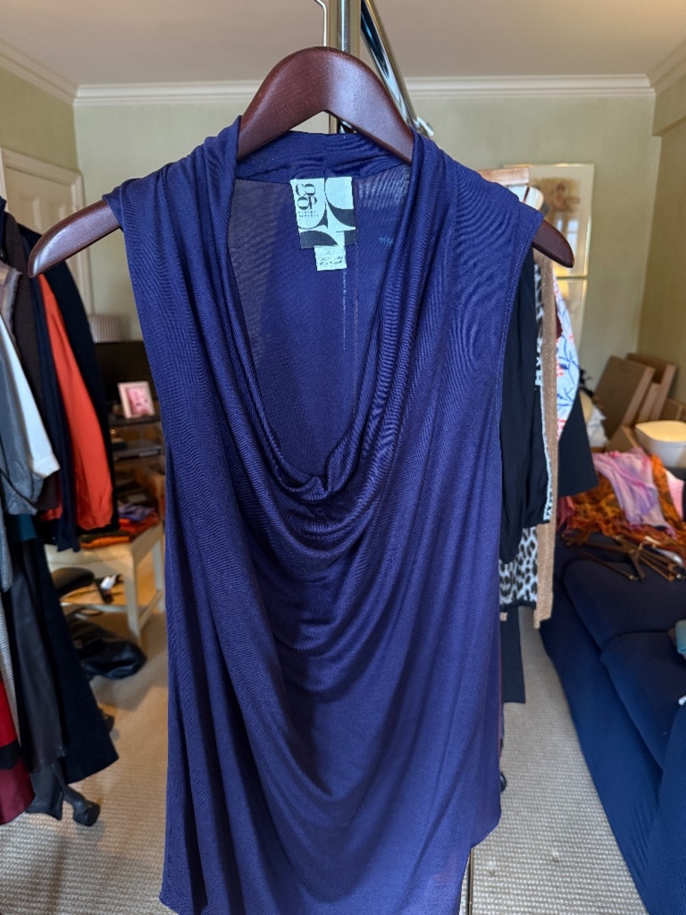 Vintage CO-OP Barneys New York draped sleeveless top, 100% spun silk